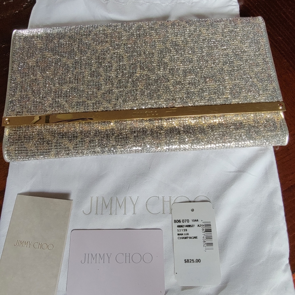Jimmy Choo  champagne glitter clutch